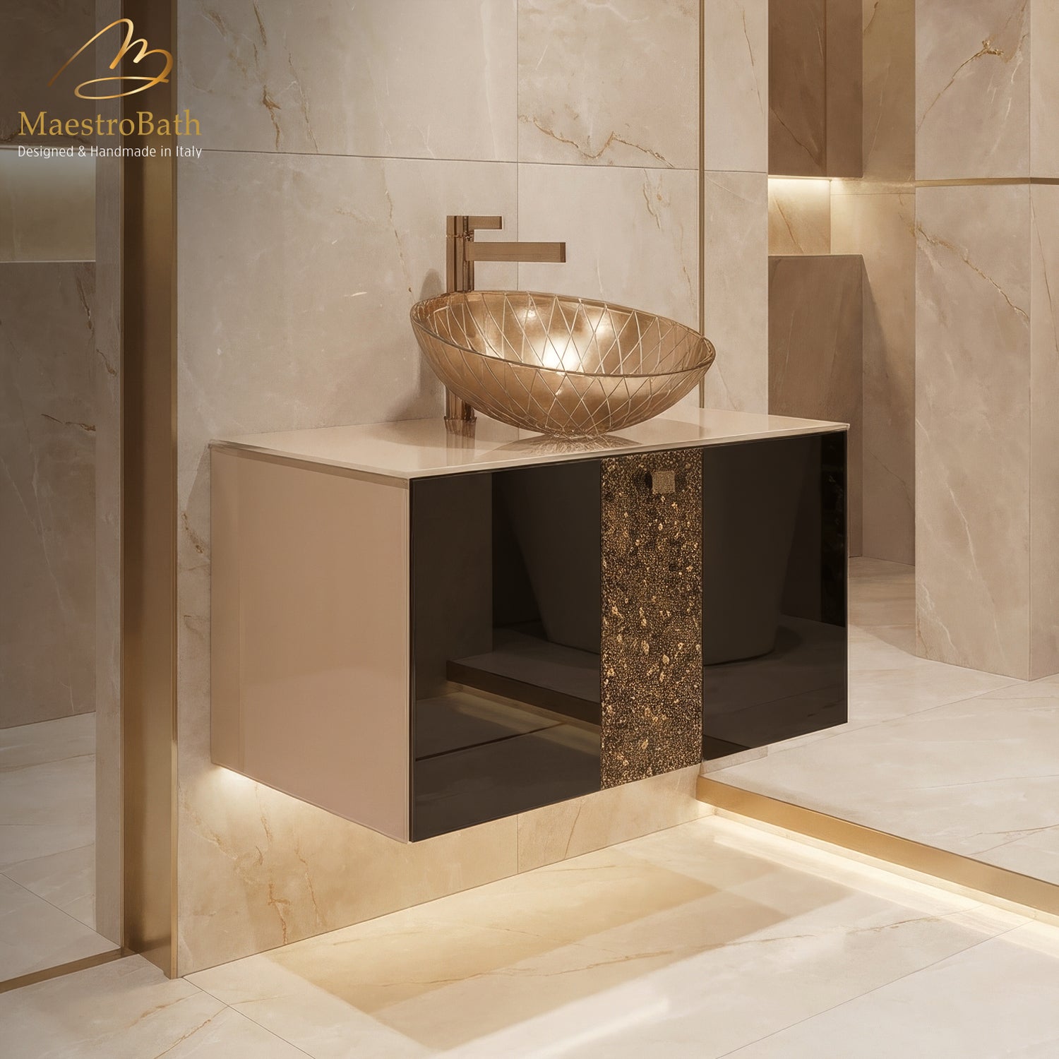 Luxury Crystal Glass Wallmount Bathroom Vanity #Size_32"