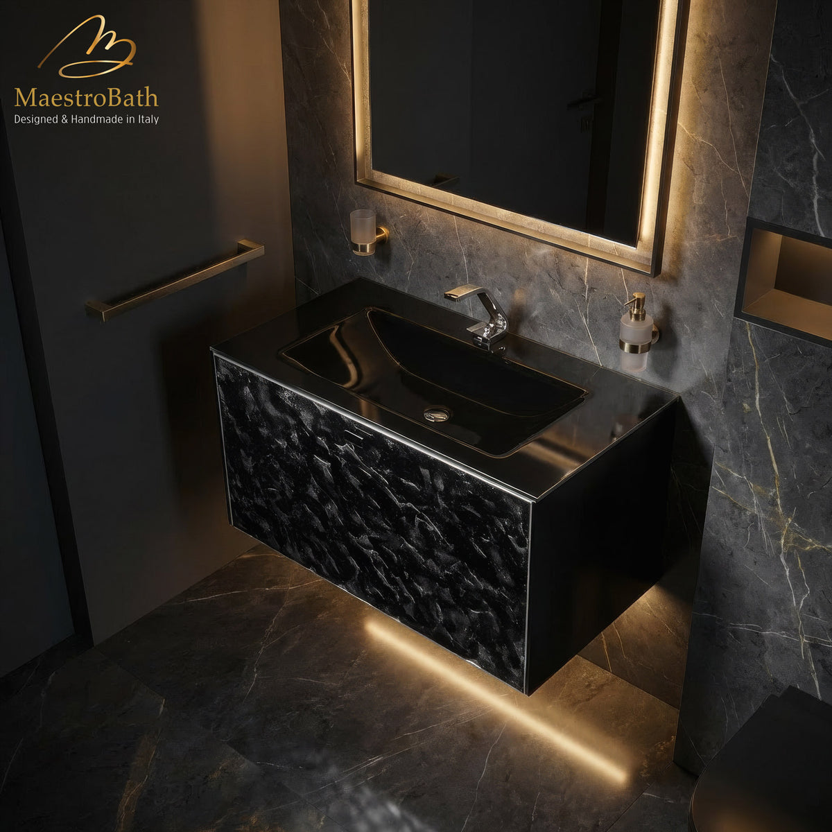 Luxury Murano Crystal Wallmount Bathroom Vanity #Size_32"