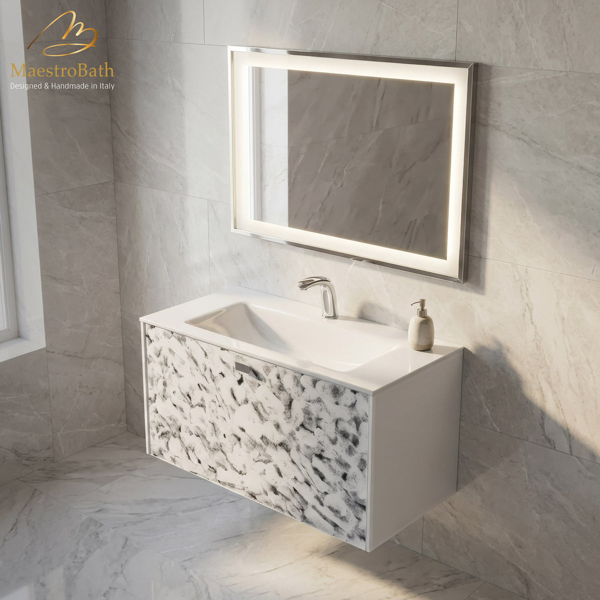 Luxury Murano Crystal Wallmount Bathroom Vanity #Size_32"