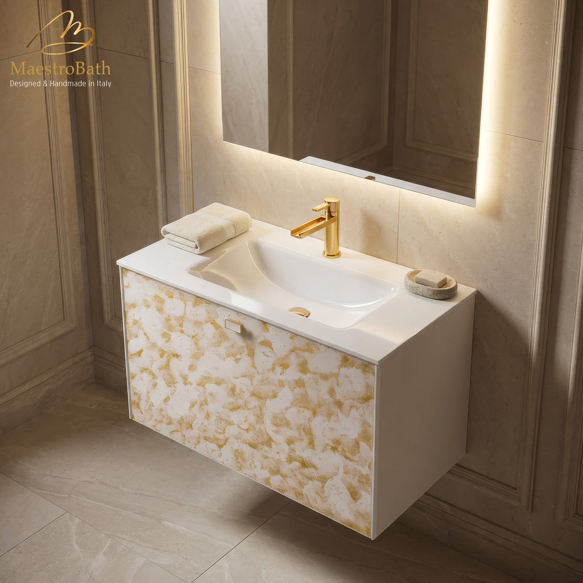 Luxury Murano Crystal Wallmount Bathroom Vanity #Size_32"