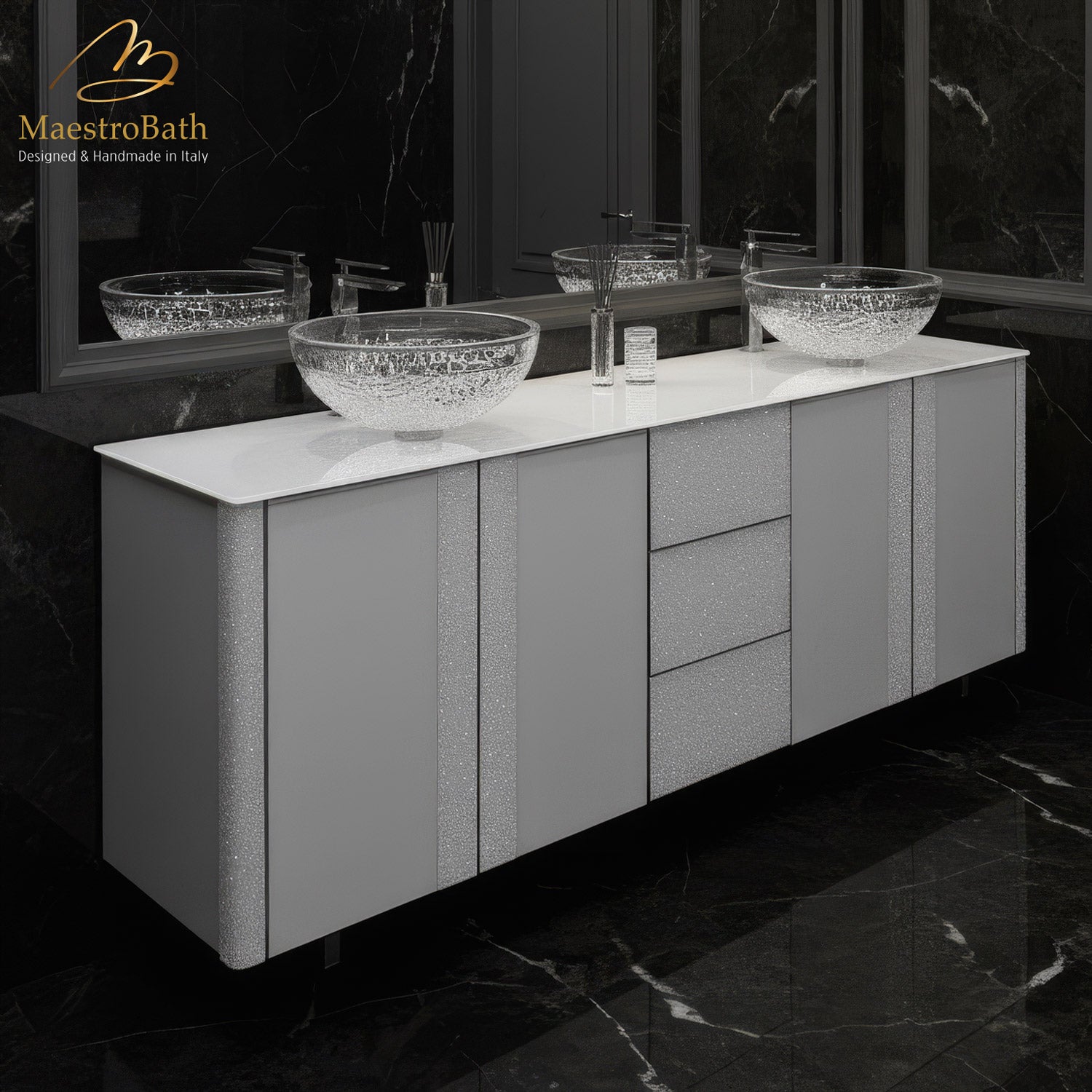 Princess Luxury Crystal Vetro Double Vanity