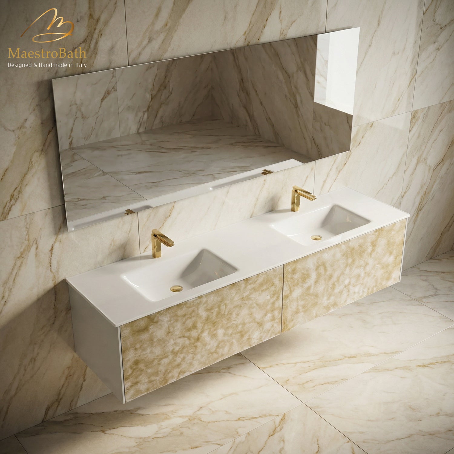 Designer Murano Glass Wallmount Bathroom Double Vanity #size_80"