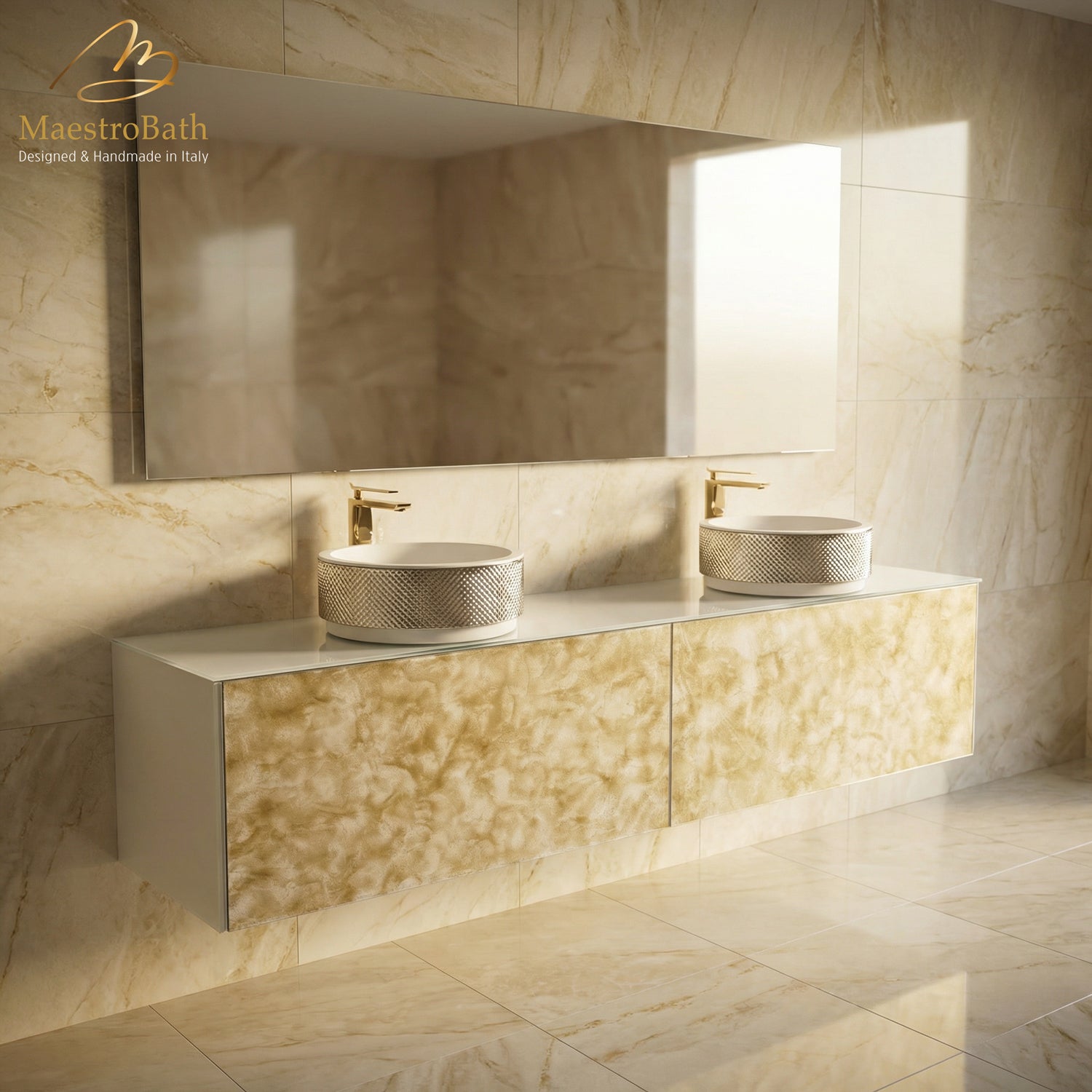 Designer Murano Glass Wallmount Bathroom Double Vanity #size_80"