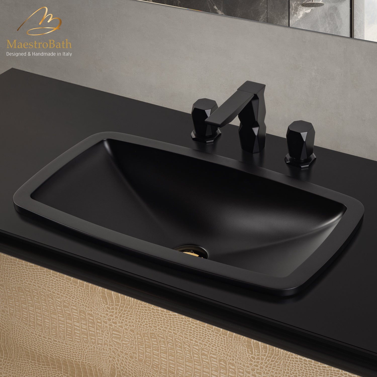Ikon 3-Hole Black Luxury Bathroom Faucet #color_black