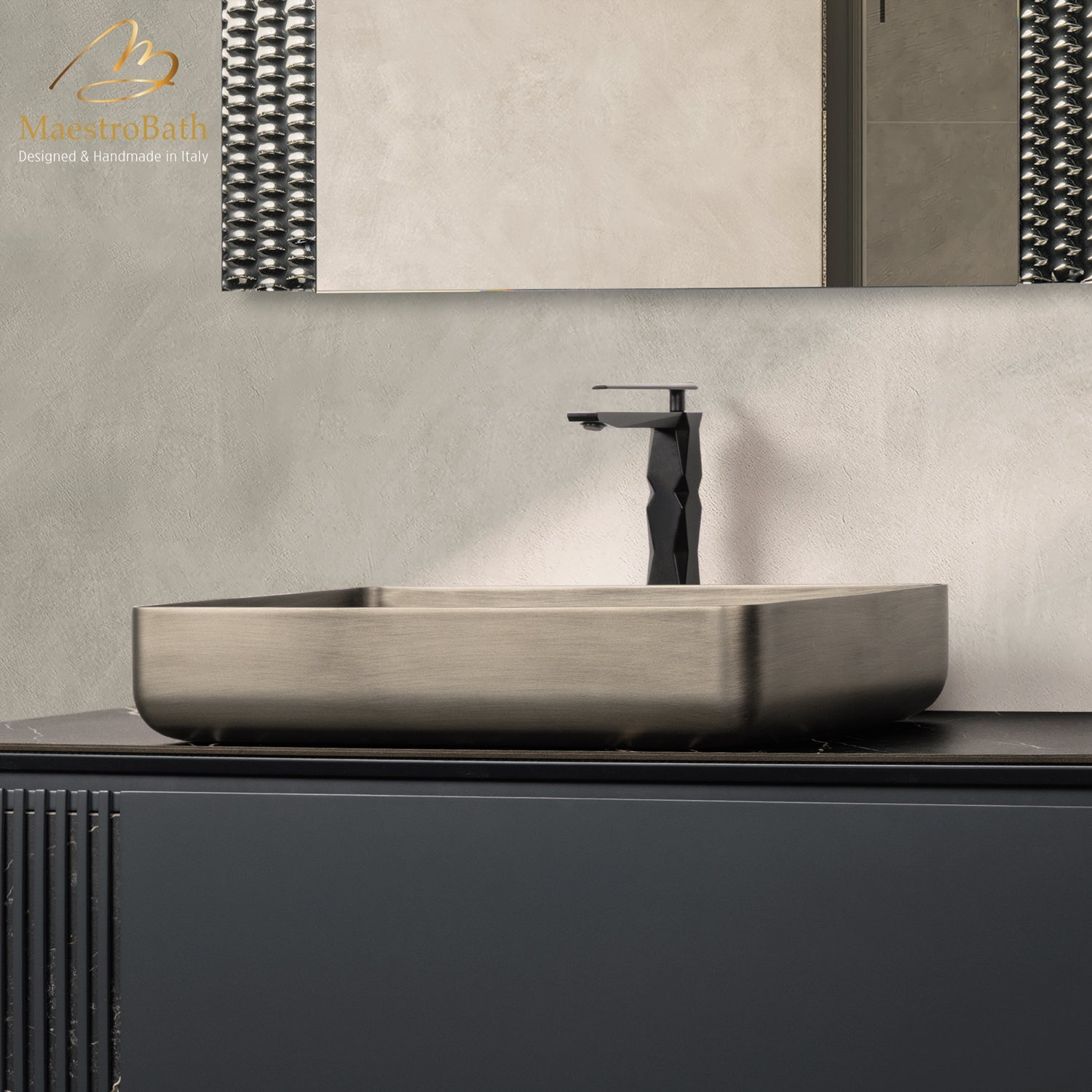 Luxury Rectangle Bathroom Vessel Sink | Bronze