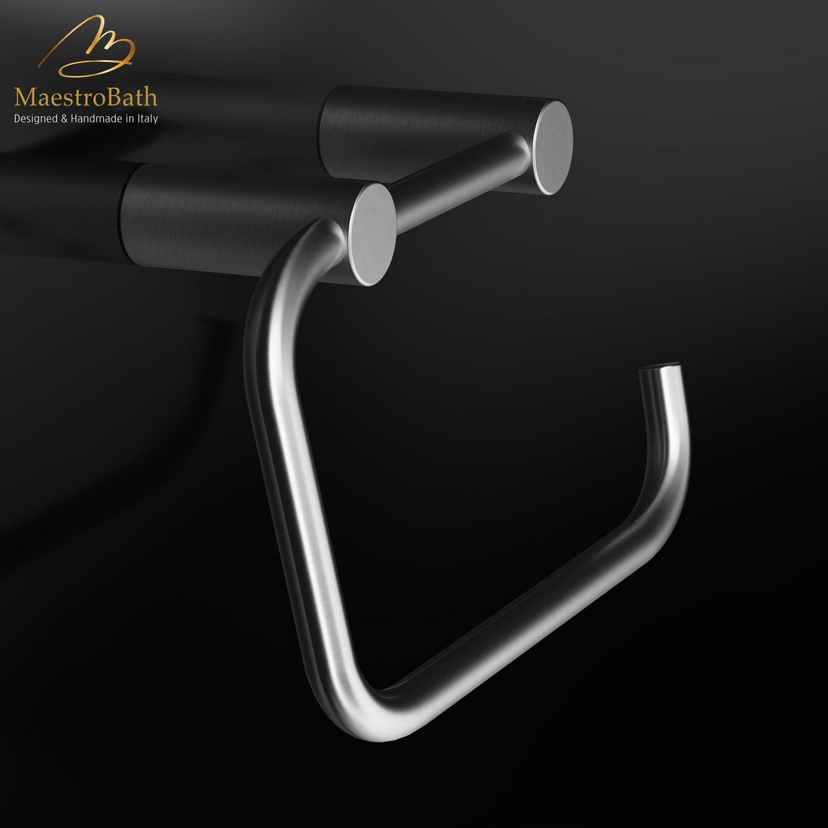 Wall mounted brass toilet paper holder, shown in brushed chrome, 6.6 inch by 4 inch by 2 inch, made of solid brass