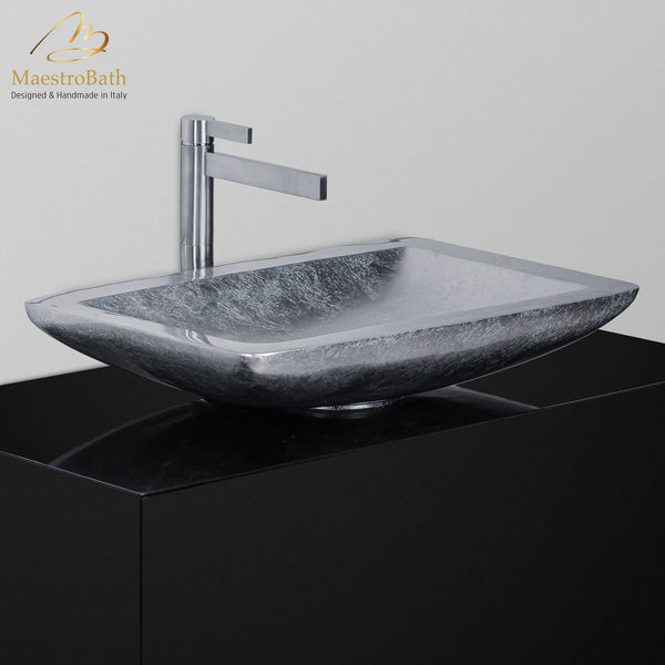 Alumix Vogue Silver Leaf Rectangular Bath Sink