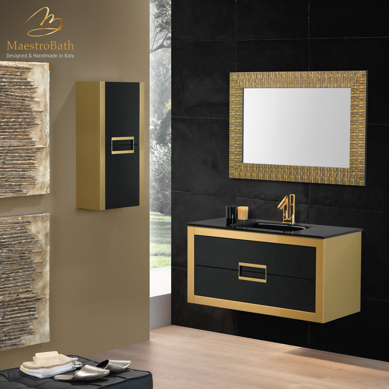 Danya Bathroom Cabinet with 2-doors | Black and Gold