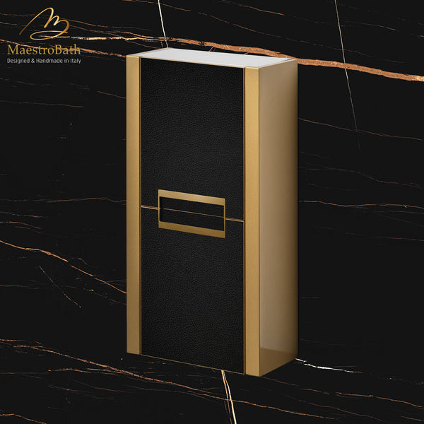 Danya Bathroom Cabinet with 2-doors | Black and Gold #color_black and gold
