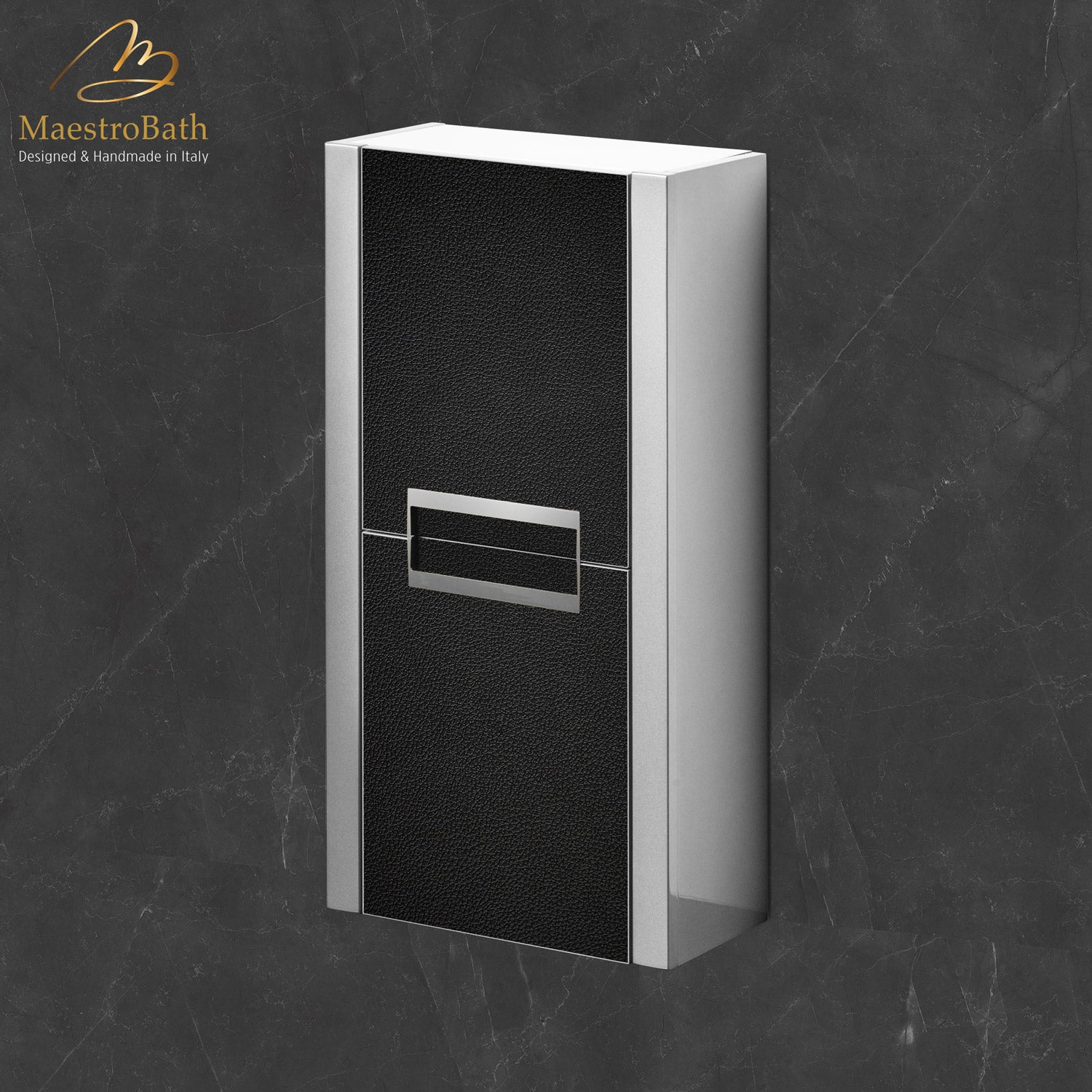 Danya Bathroom Cabinet with 2-doors | Black and Silver #color_black and silver