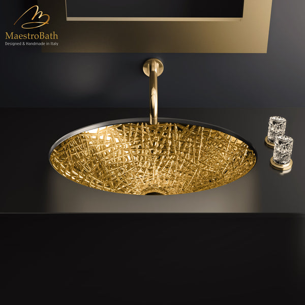 De Medici Ice Oval Crystal Undermount Sink #color_gold