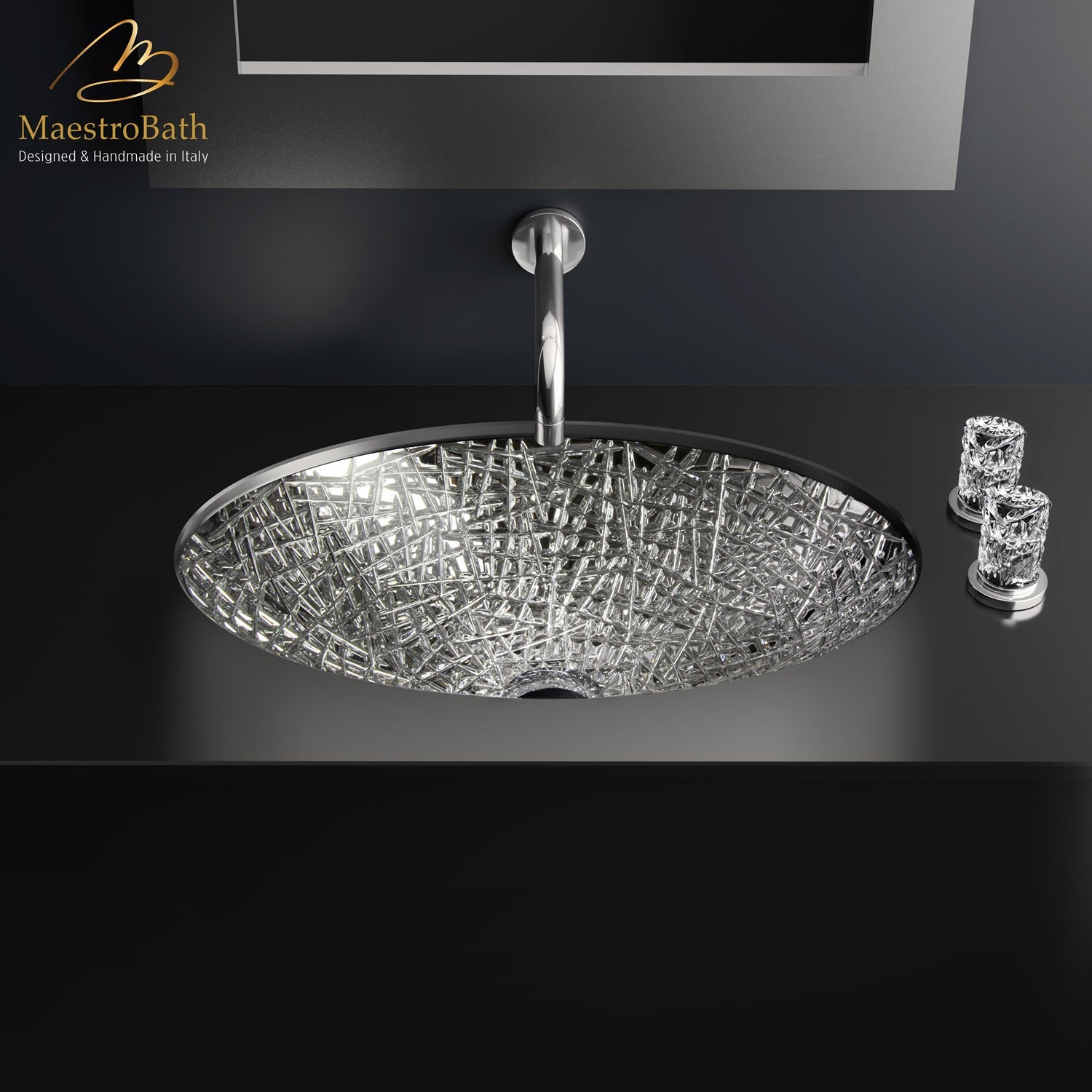 De Medici Ice Oval Crystal Undermount Sink #color_silver