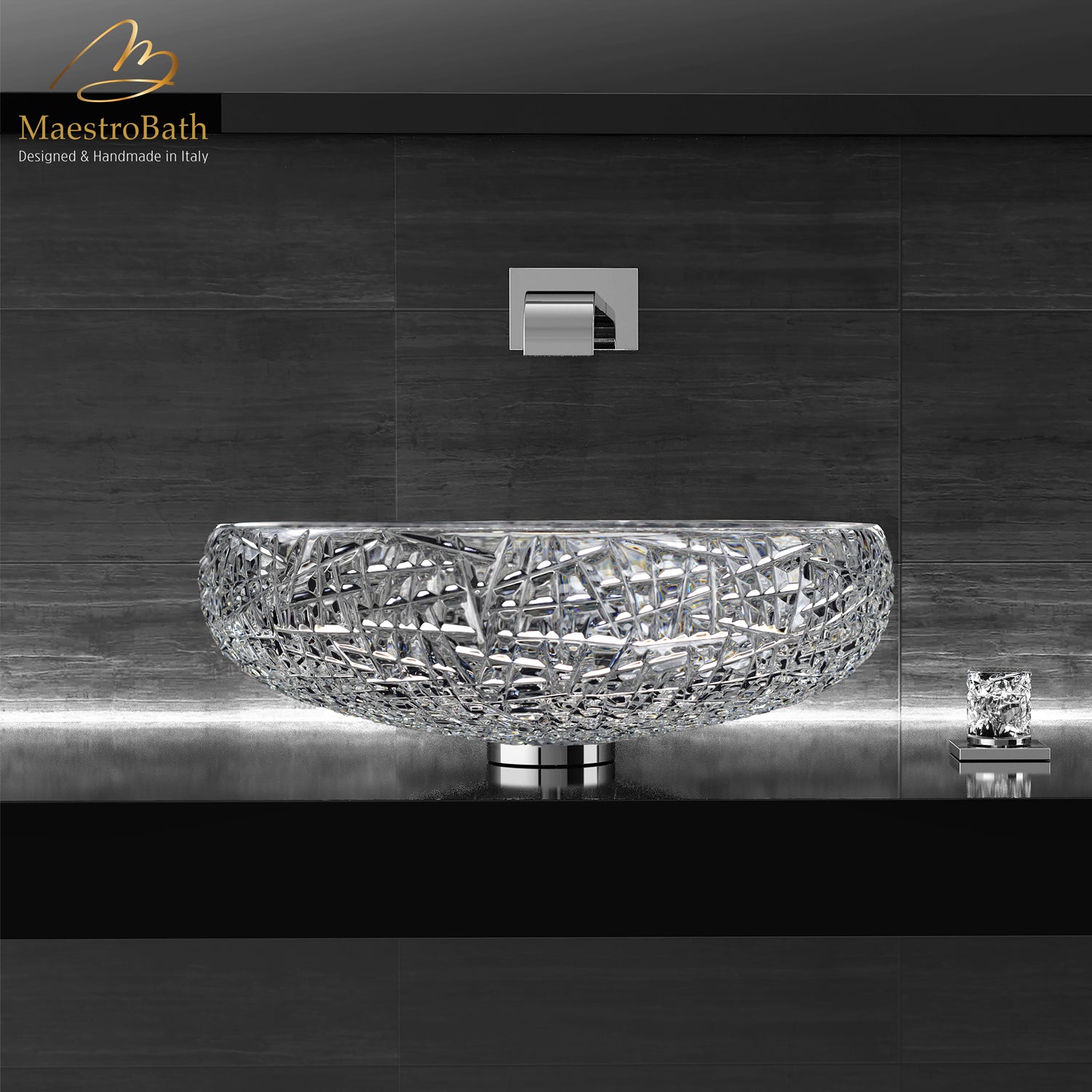 Scenia Crystal Round Bathroom Sink #color_transparent