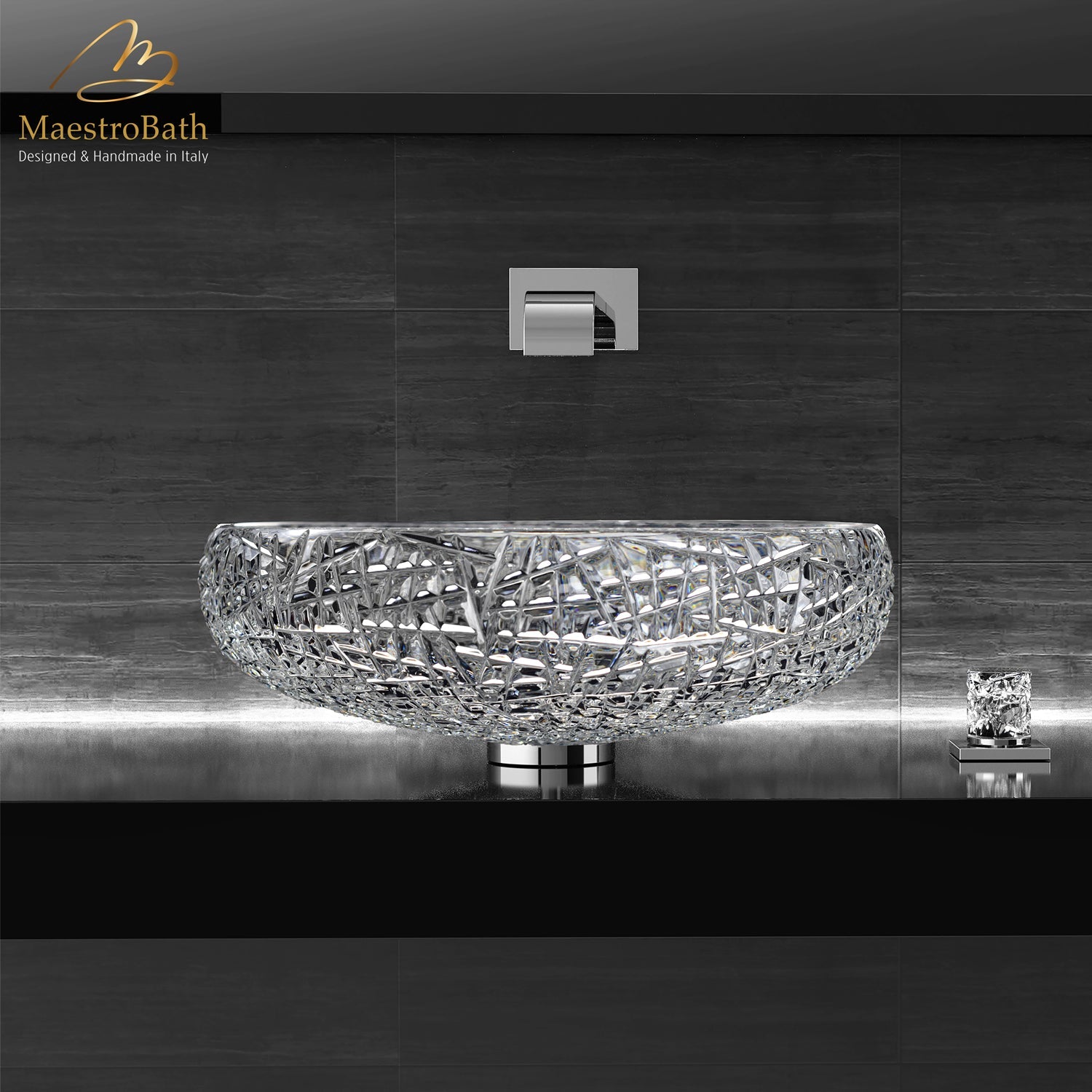 Scenia Crystal Round Bathroom Sink #color_transparent