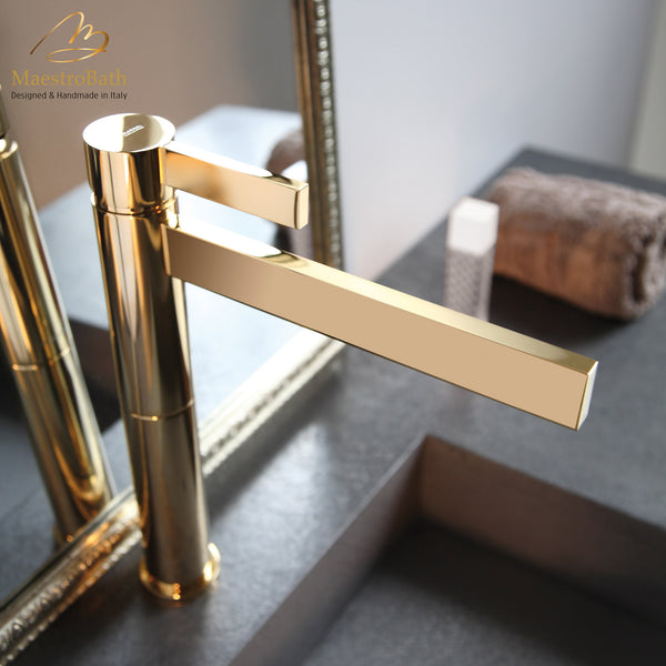 Caso Polished Gold Designer Bathroom Faucet #color_polished gold