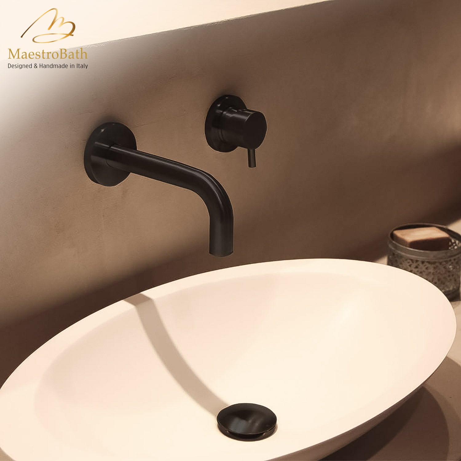 Modern Two-Hole Wall Mount Bathroom Faucet | Matte Black #color_matte black