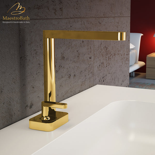 Modern Italian Bathroom Sink Faucet | Polished Gold #color_polished gold