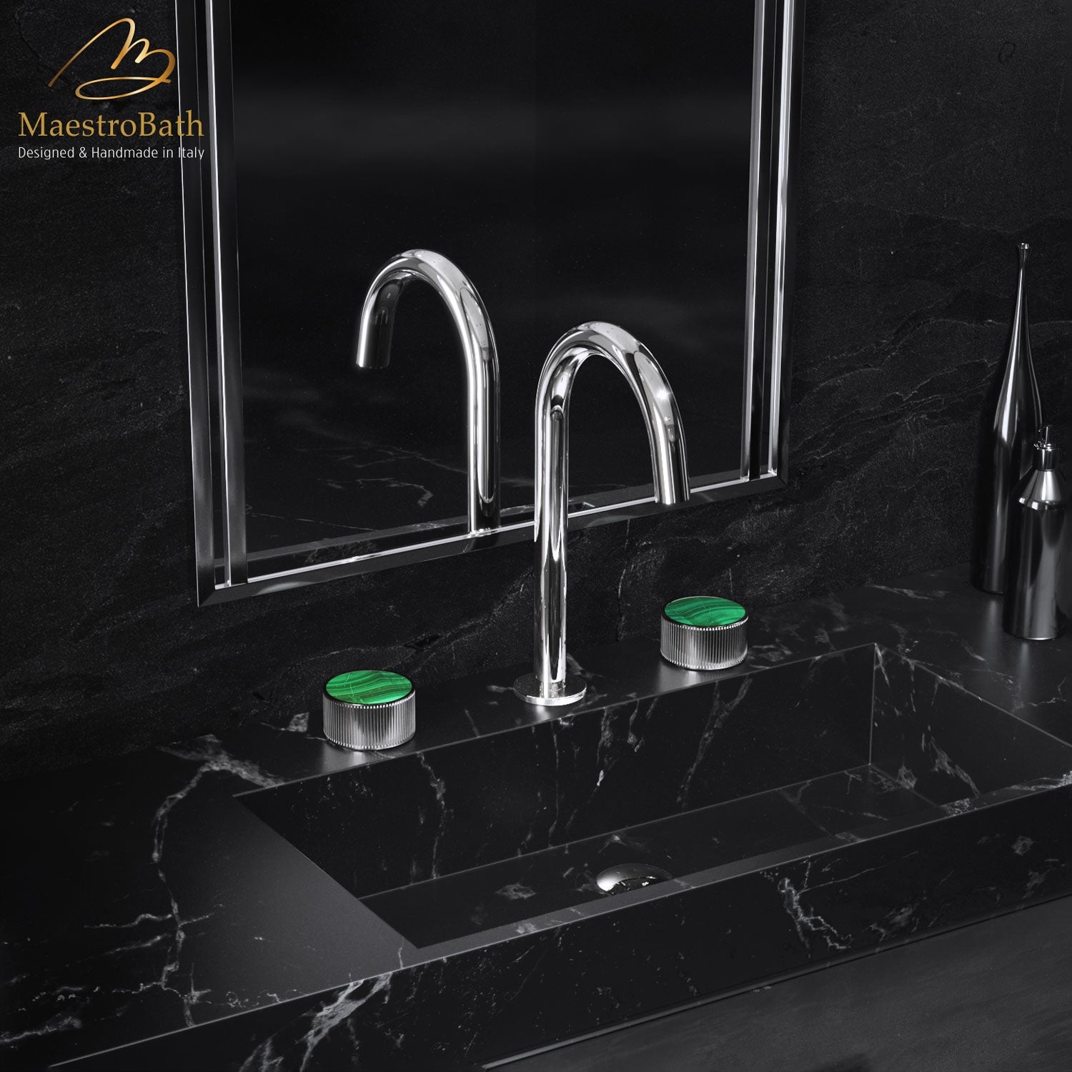 Preziosa Luxury 3-hole Bathroom Faucet | Chrome/Malachite