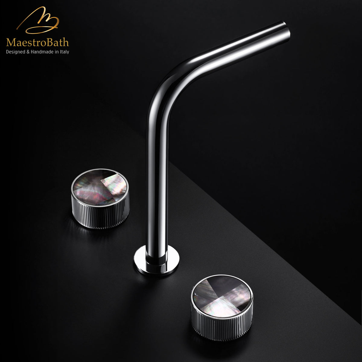 Preziosa Luxury 3-hole Bathroom Faucet | Mother of Pearl Grey #color_polished chrome