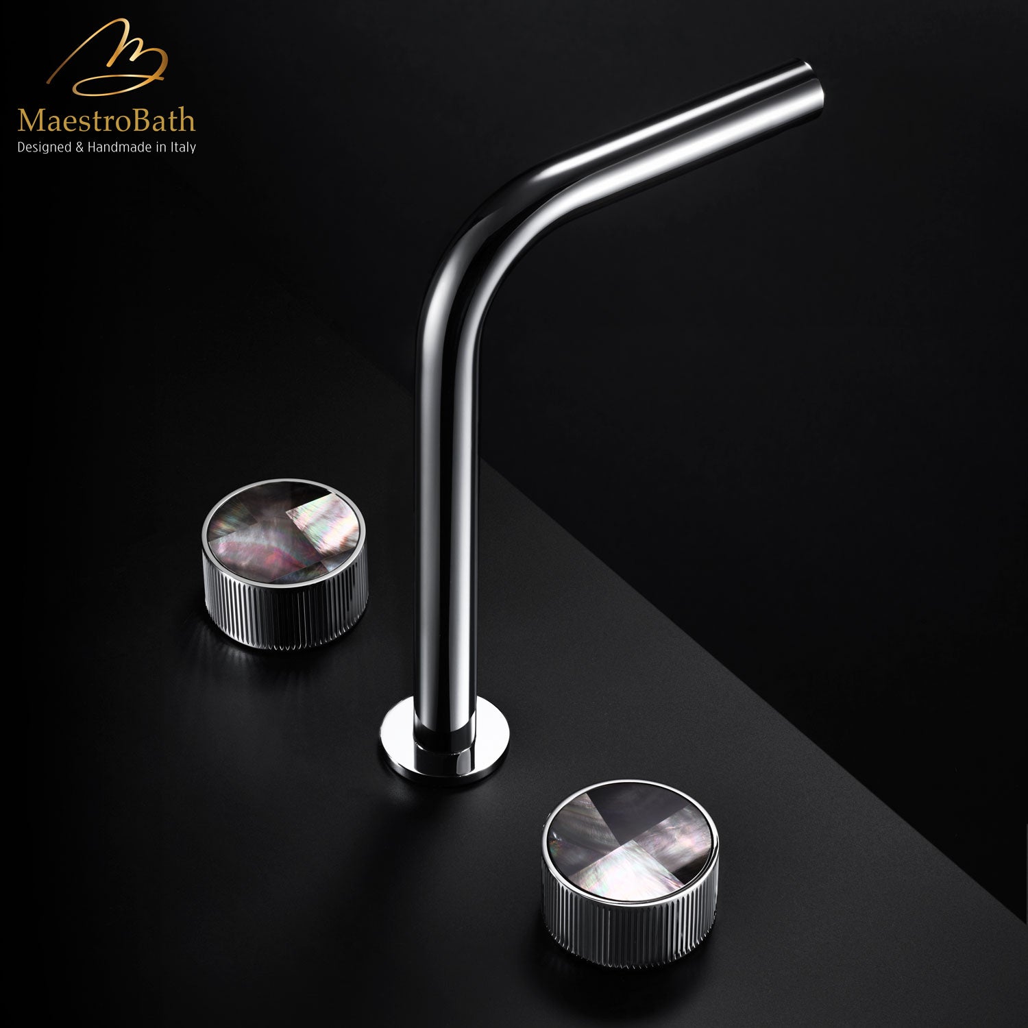 Preziosa Luxury 3-hole Bathroom Faucet | Mother of Pearl Grey #color_polished chrome