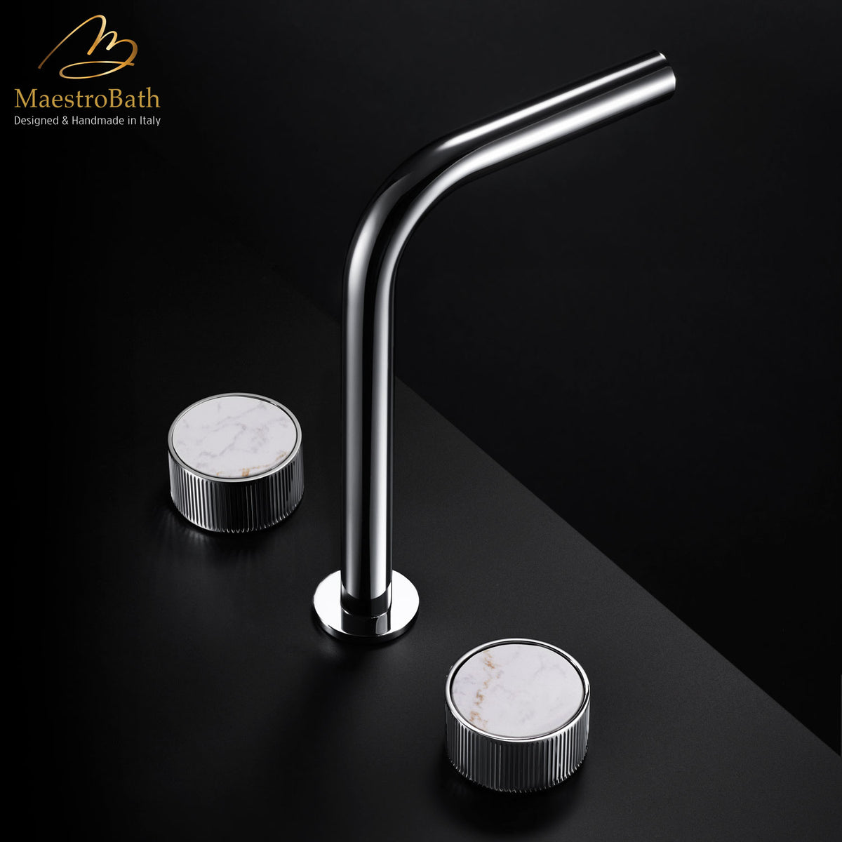 Preziosa Luxury 3-hole Bathroom Faucet | Mother of Pearl White #color_polished chrome