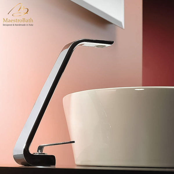 Italian Designer Vessel Sink Faucet #color_polished chrome