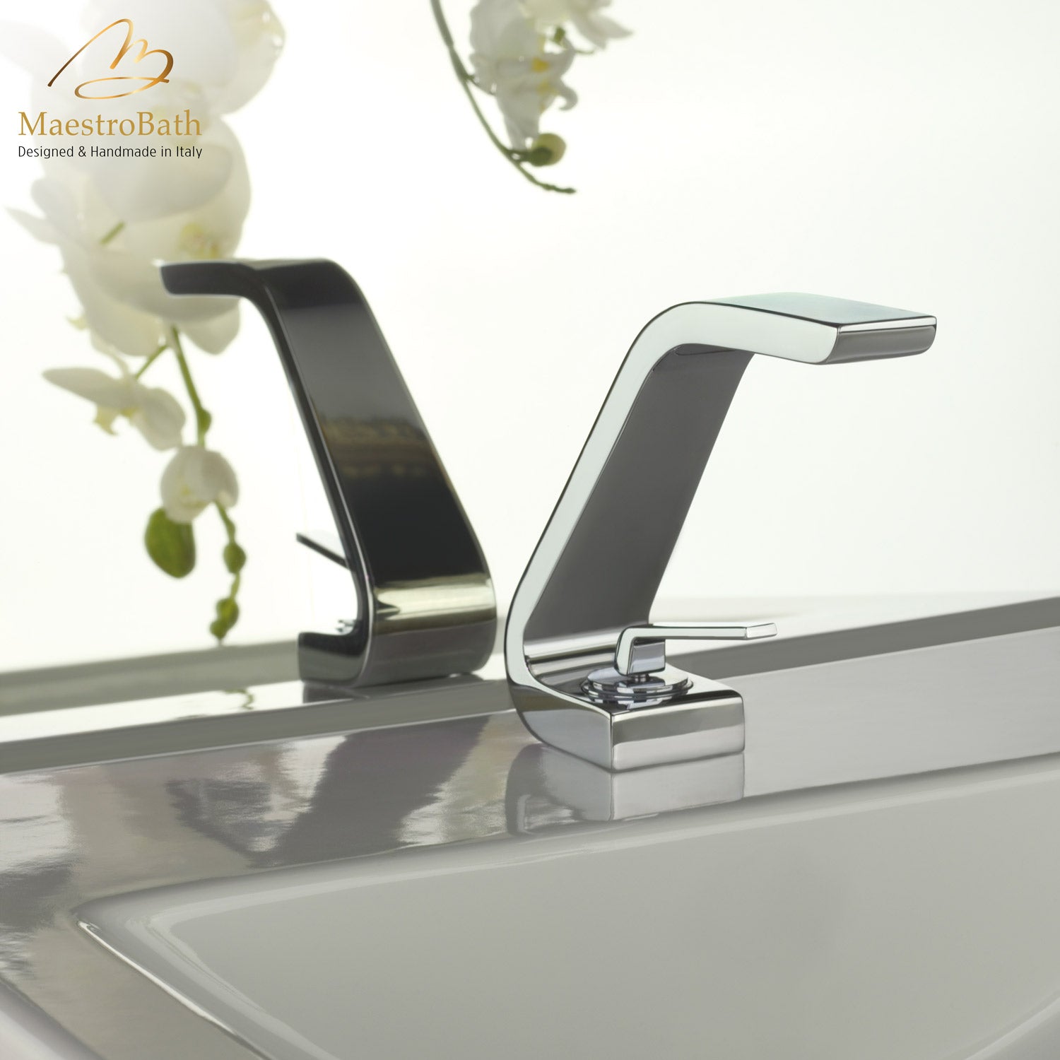 Italian Designer Vessel Sink Faucet #color_polished chrome