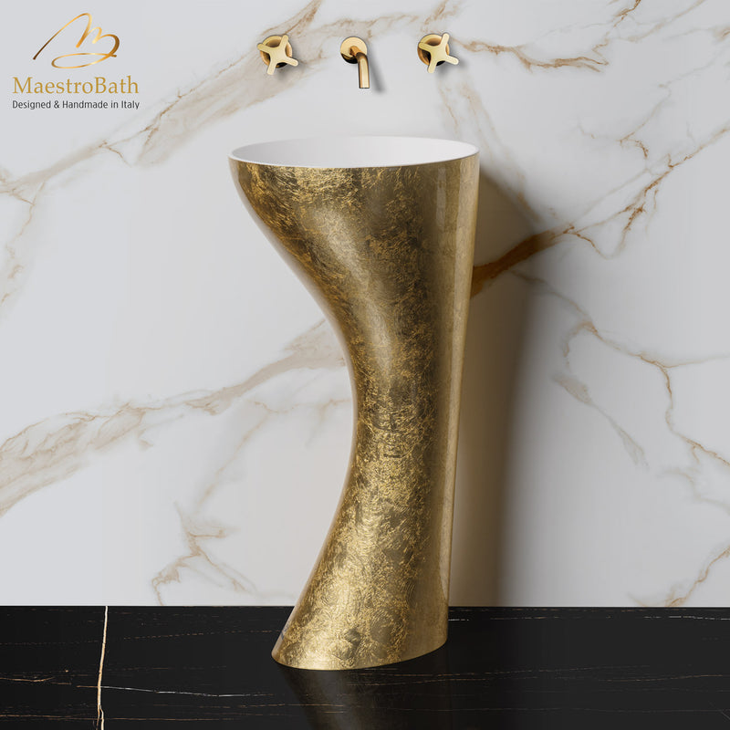 Swan Luxury Pedestal Sink | Gold Leaf