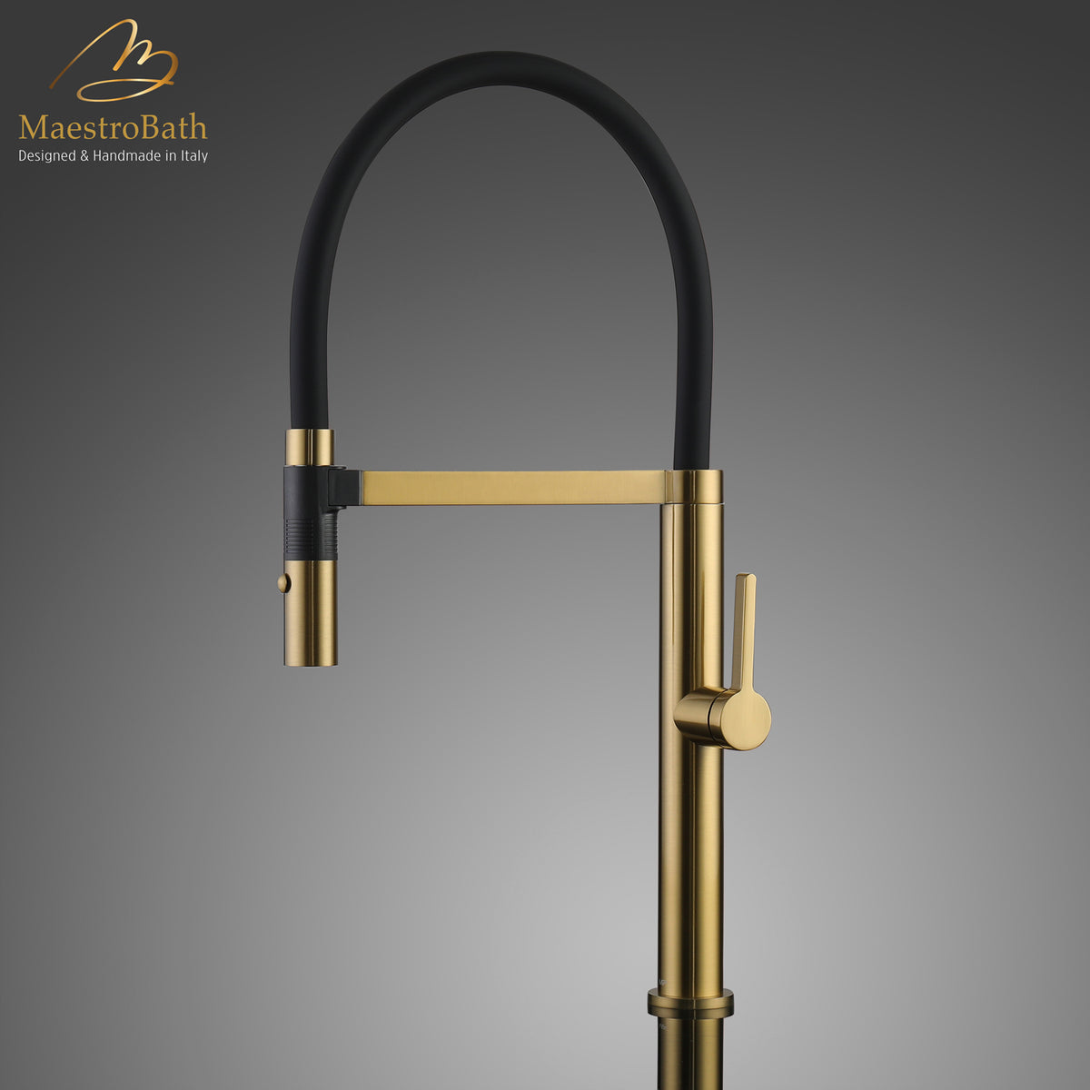 Deck mounted brass kitchen faucet, shown in brushed gold, with two jets, 10.4 inch, made of lead-free brass #color_brushed gold