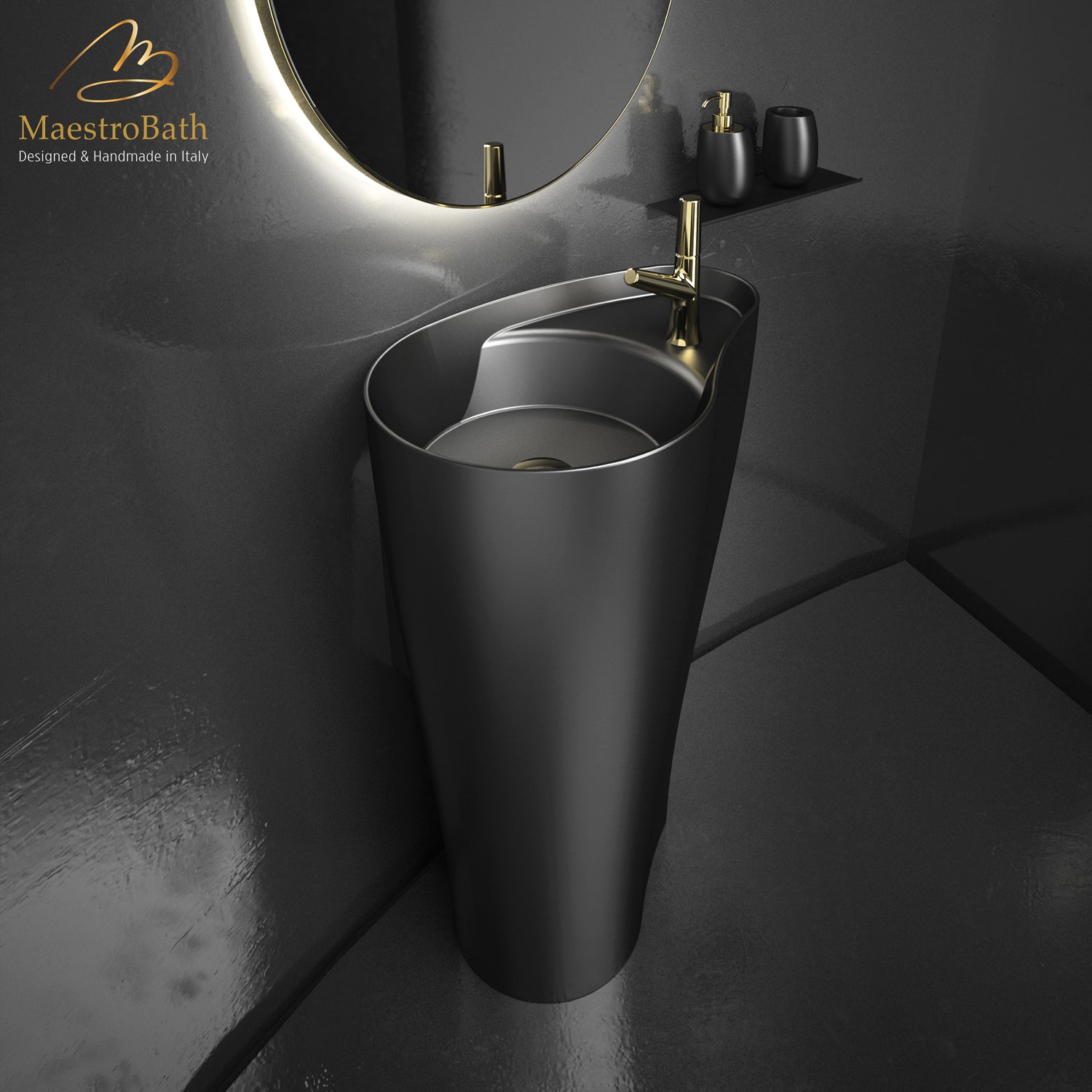 SEI Contemporary Pedestal Sink | Black #color_black