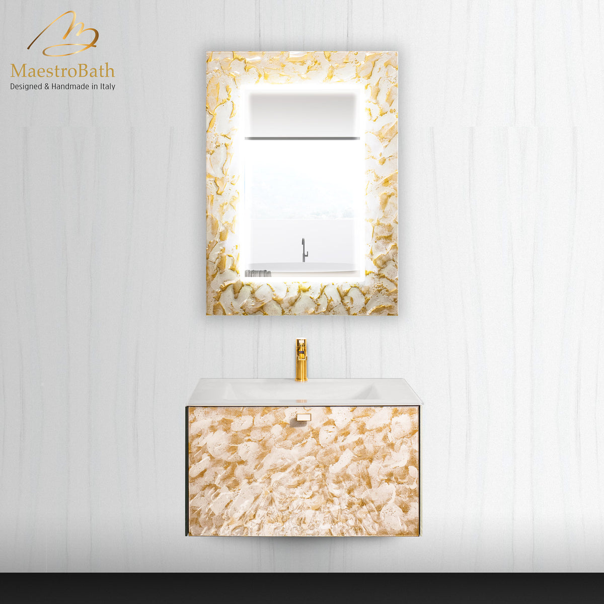 Luxury Murano Crystal Wallmount Bathroom Vanity #Size_32"