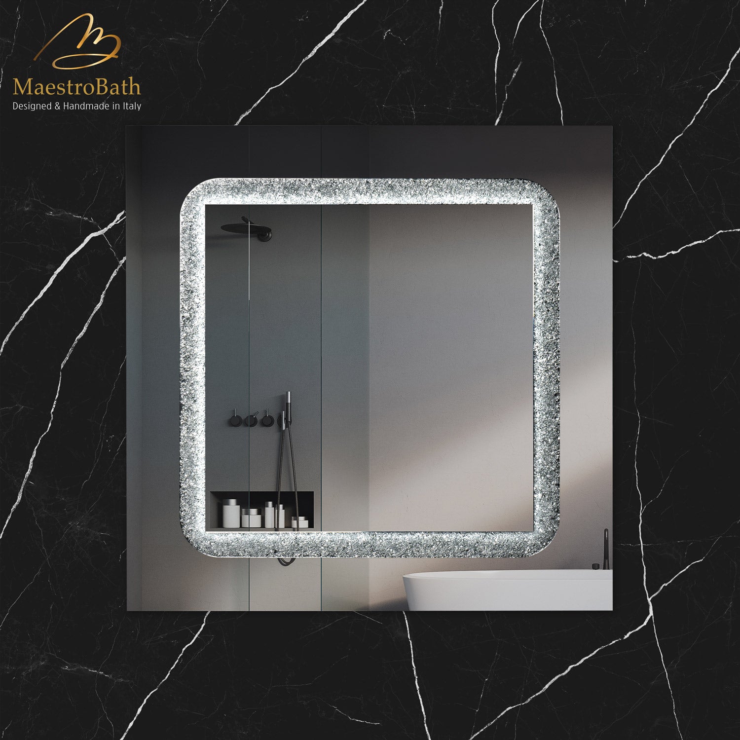 Cristallo Luxury Single Vanity Mirror | Ice #color_ice