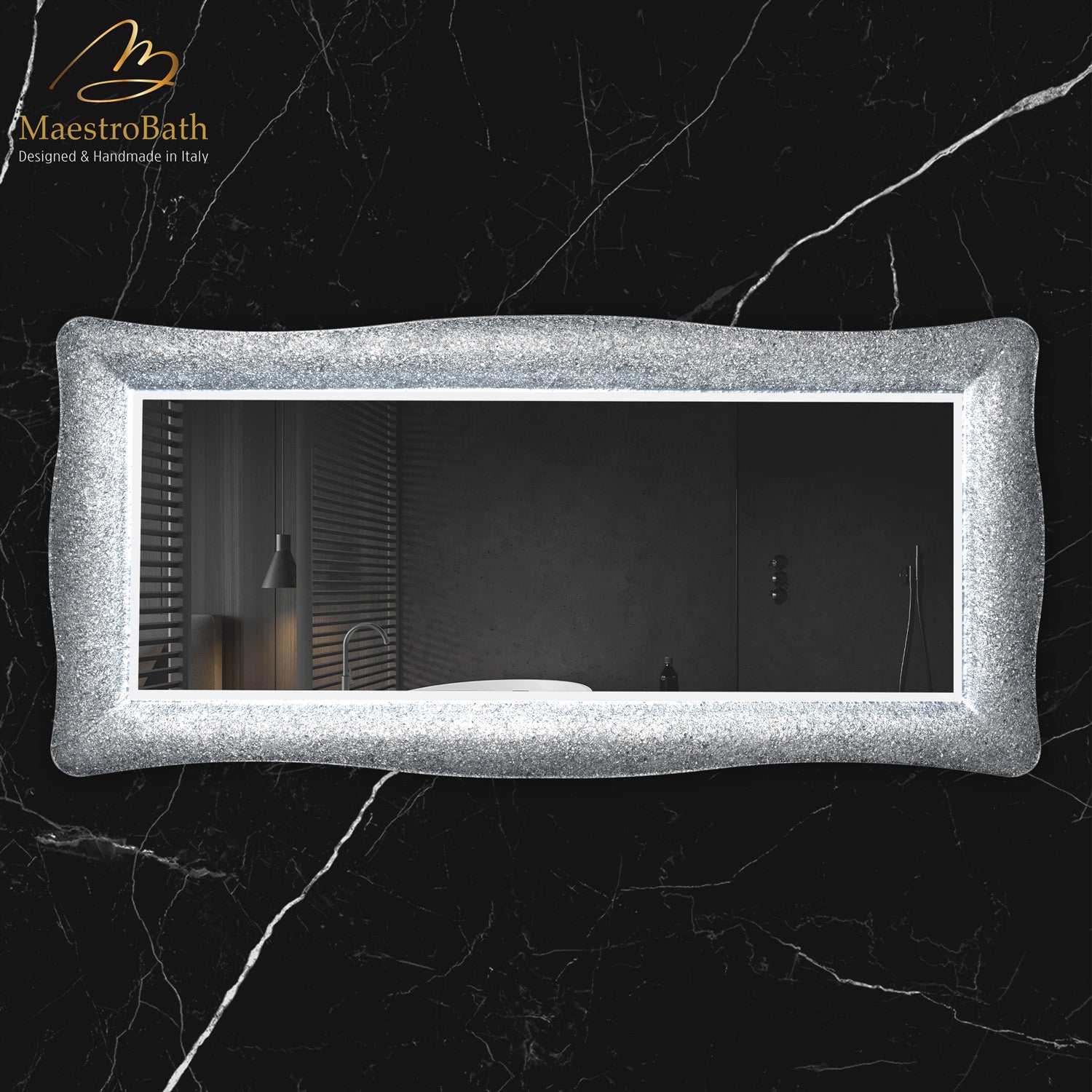 Lucent Luxury Crystal Double Vanity Mirror LED | Silver #color_silver