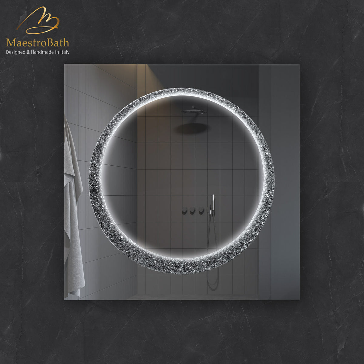 Lucent Luxury Crystal Single Vanity Mirror | Ice #color_ice
