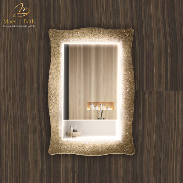 Lucent Luxury Crystal Single Vanity Mirror | Sand