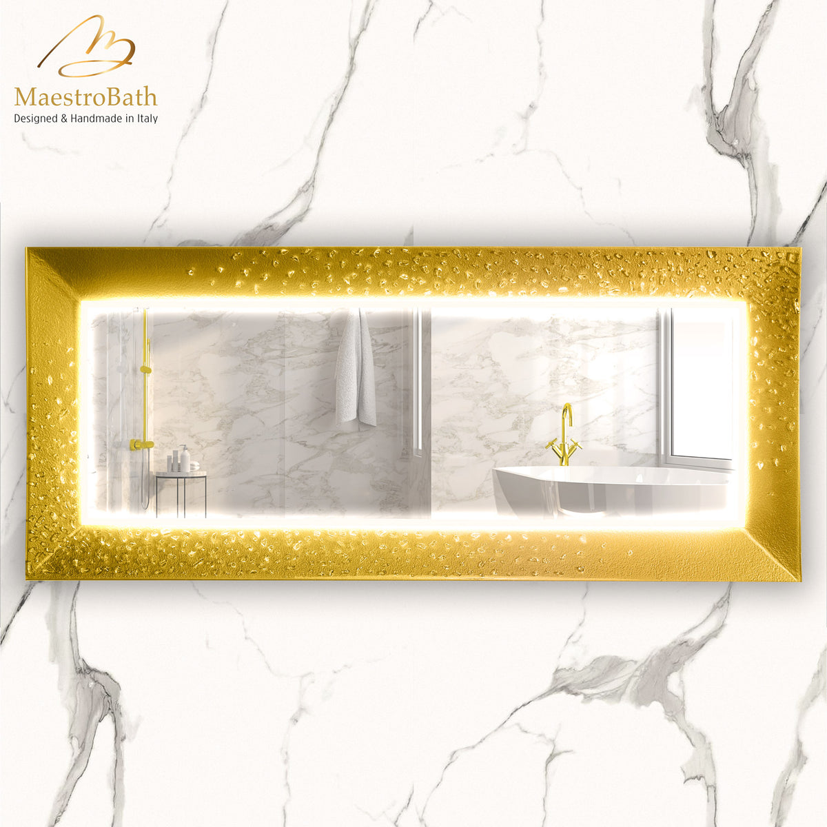 Murano Luxury Double Vanity Mirror | Gold #color_gold
