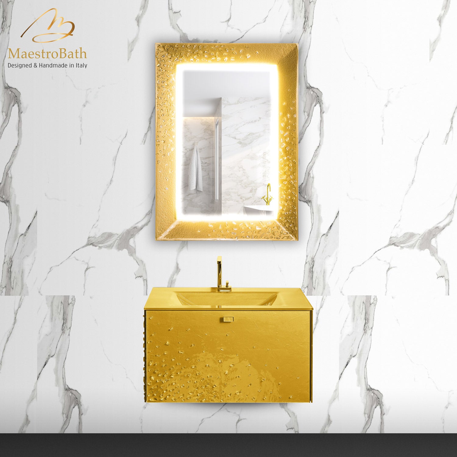 Murano Luxury Single Vanity Mirror | Gold #color_gold