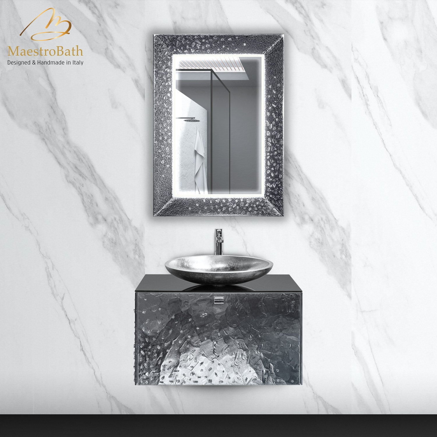 Luxury Crystal Wallmount Bathroom Vanity #Size_32"
