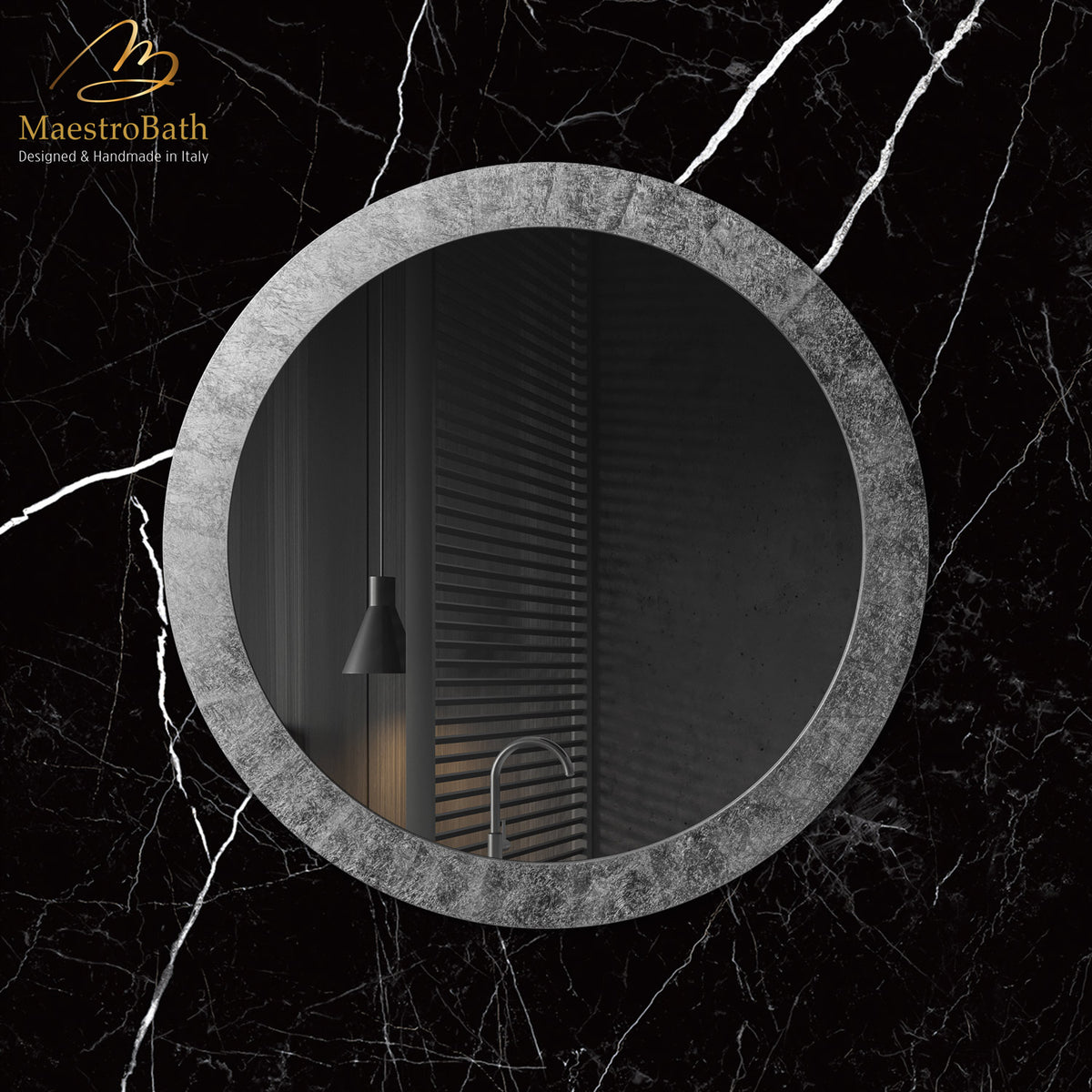Modern Round Mirror | Silver Leaf #color_silver leaf