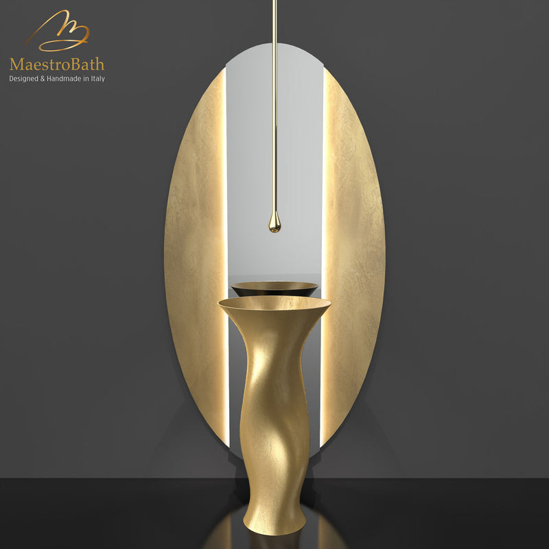 Ruffle Luxury LED Backlit Mirror | Gold Leaf