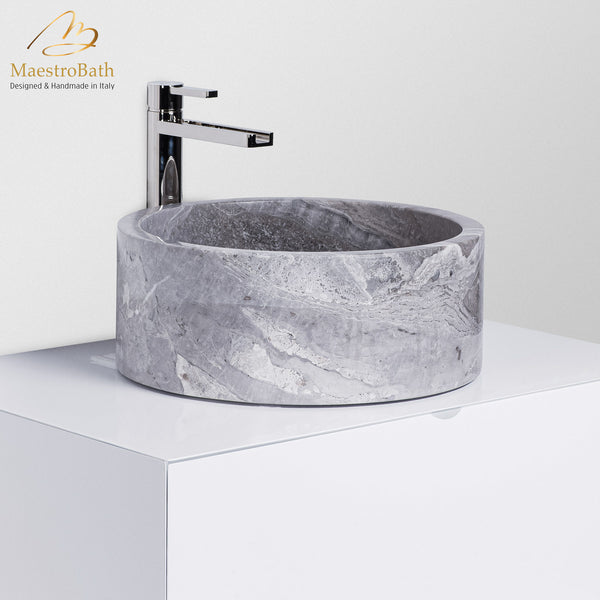 Koh Samui Natural Stone Luxury Vessel Sink | Grey-Taupe