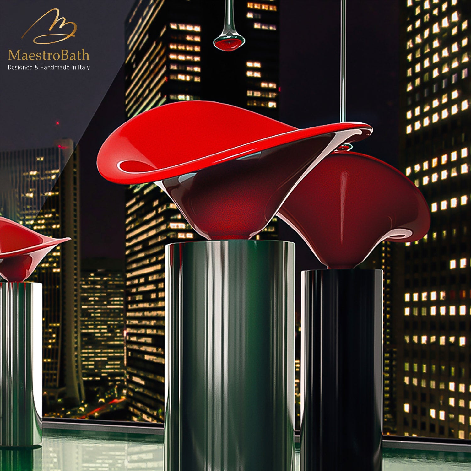 Calla Lilly Red Ultra Modern Bathroom Sink #color_red