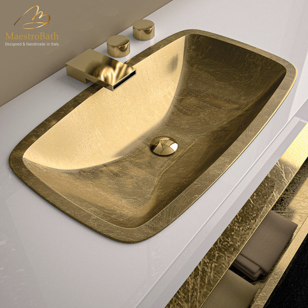 Pert Open Drop-In Bath Sink | Gold Leaf #color_gold leaf