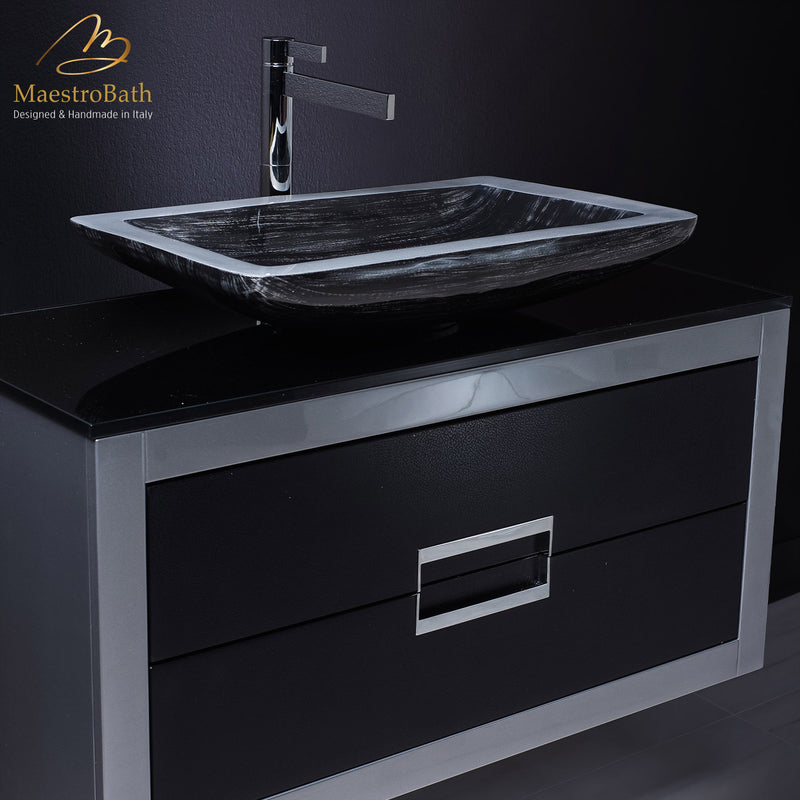 40 inch bathroom vanity with sink | Black and Silver