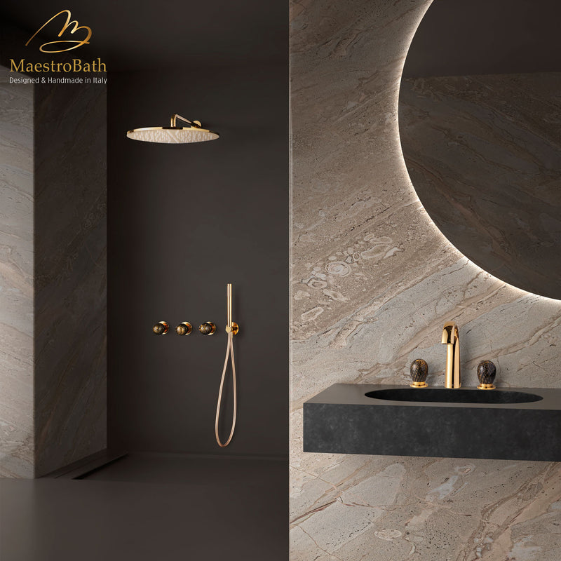 Murano Complete Shower Set | Polished Gold