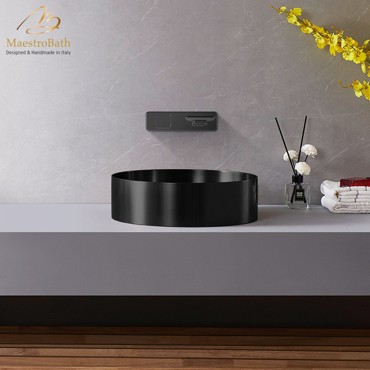 Modern Round Vessel Sink #color_gun metal