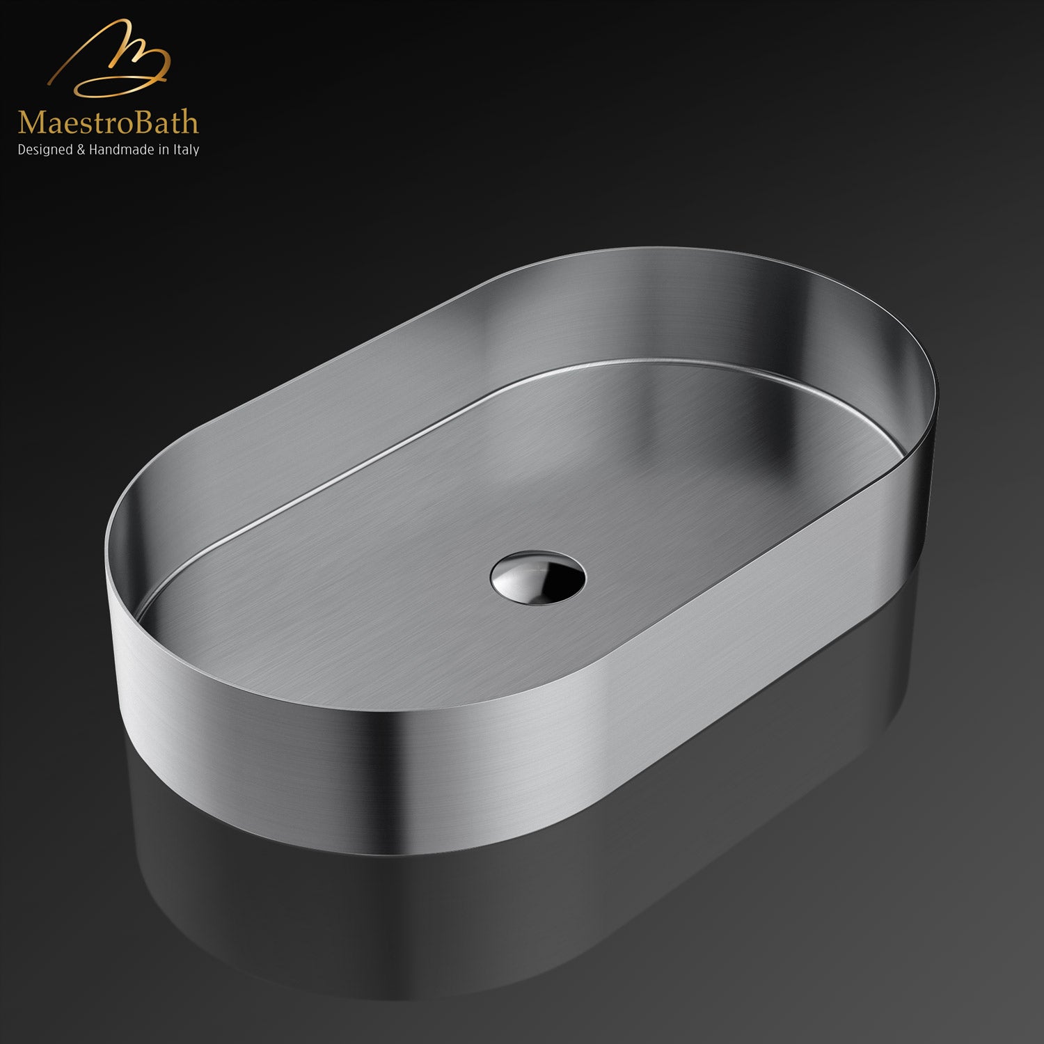 Modern Oval Vessel Sink #color_brushed silver