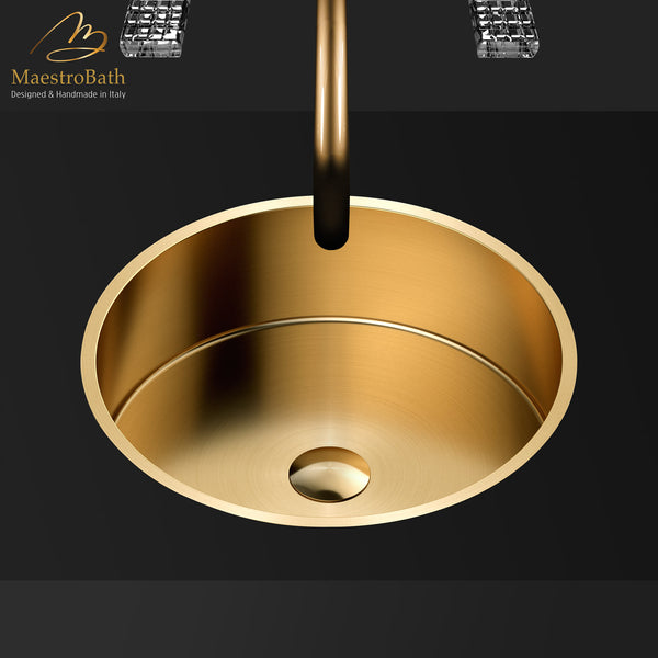 Modern Round Under-mount Sink #color_brushed gold