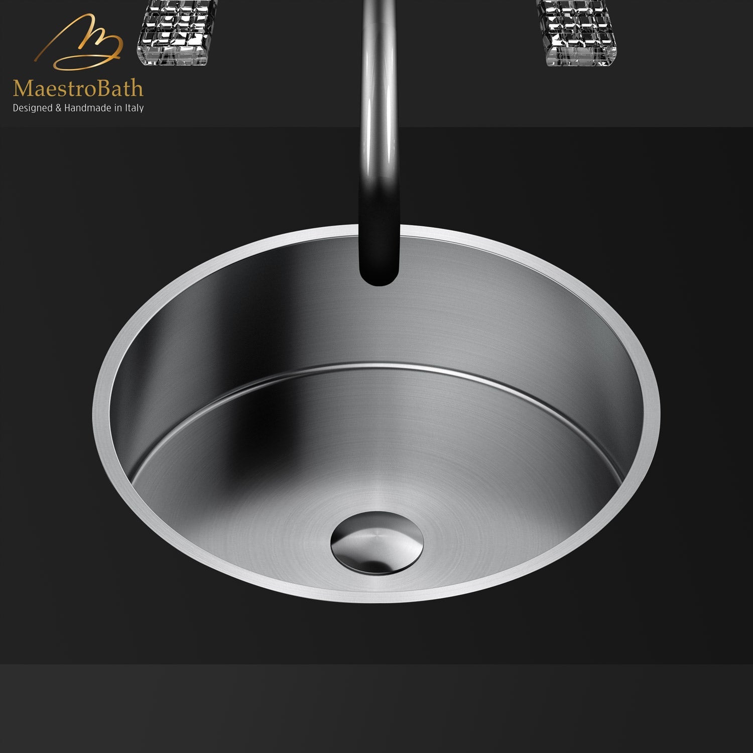 Modern Round Under-mount Sink #color_brushed silver