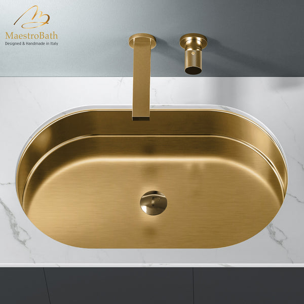 Modern Oval Under-mount Sink #color_brushed gold